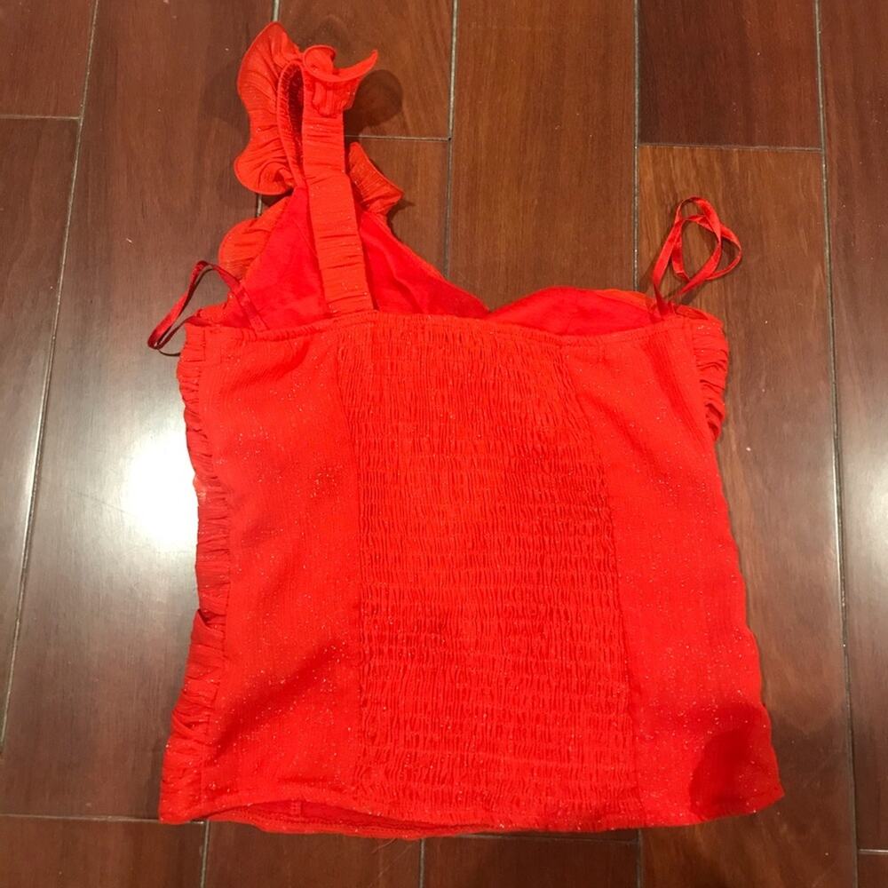 Entry One Shoulder Blouses Sketchy Fabric Top with Size Small - Picture 11 of 11